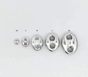 92.5 Sterling Silver 3D Puff Mariner Anchor Chain Link Beads Size XS to XL - Picture 1 of 3