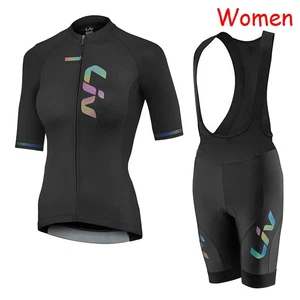 Womens Cycling Jersey Set Summer Bicycle Shirts Bib Shorts Suit MTB Bike Uniform