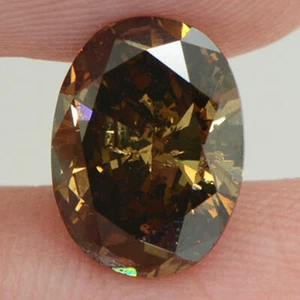 Diamante suelto forma ovalada elegante color marrón natural real 2,13 quilates certificado SI1 - Imagen 1 de 8