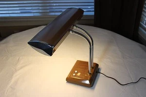 MID CENTURY COSMO ATOMIC AGE TWIN FLEX GOOSE NECK METAL INDUSTRIAL DESK LAMP 18" - Picture 1 of 12
