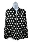 Chicos Jacket Size L Reversible Floral Dotted Black with Pockets Full Zip