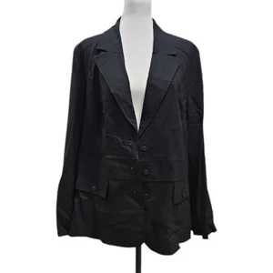 Lane Bryant Damen Blazer Größe 14/16 Schwarz 3 Knöpfe vorne Mantel - Bild 1 von 3