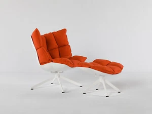 B&B Italia Husk Swivel Armchair and Pouf Pumpkin *IN STOCK* - Picture 1 of 1