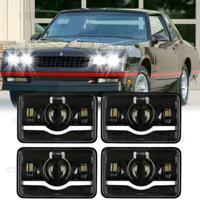 适用于雪佛兰 1980 - 1988 Monte Carlo 4x6 英寸 LED 车头灯高低密封光束 4 件 — 第 1/4 张图片