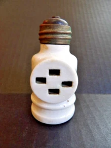 Adaptador de tornillo de enchufe de luz de porcelana antiguo con línea de enchufe y enchufe paralelo - Imagen 1 de 6