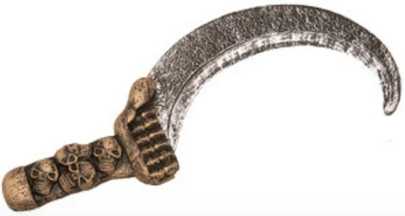 Curved Sword Sickle - Plastic - 16" - Skull Handle - Costume Accessory Prop - Image 1 of 1