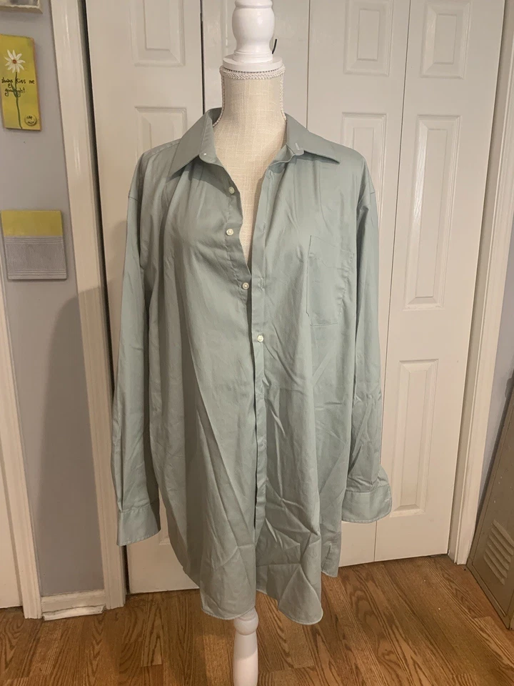 Camisa de vestir Covington Easy Care para hombre verde espuma de mar manga larga bolsillo XL Foto 1 de 4