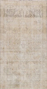Muted Vintage Distressed 6'x9' Kirman Evenly Low Pile Area Rug Hand-knotted Wool - Picture 1 of 12