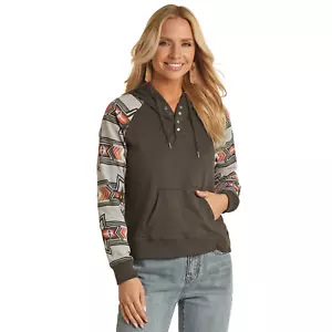 Panhandle® Ladies Black With Aztec Sleeves Hoodie RRWT94R04G-01 - Picture 1 of 2