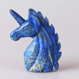 3.1" Natural Lapis Lazuli Quartz Crystal Hand Carved Unicorn Carving 028 - Picture 1 of 4