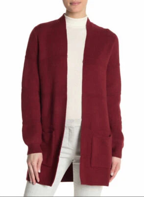 Joseph A 开放式开衫毛衣上衣 S 码口袋深蔓越莓全新带标签 B69 — 第 1/4 张图片