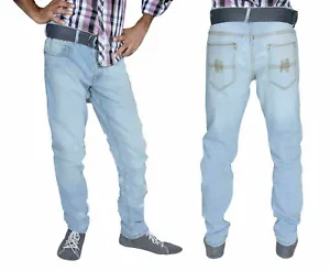 Mens Regular Fit Fashion Jeans Casual Designer Pants Straight Leg Denim Trourser - Picture 1 of 11