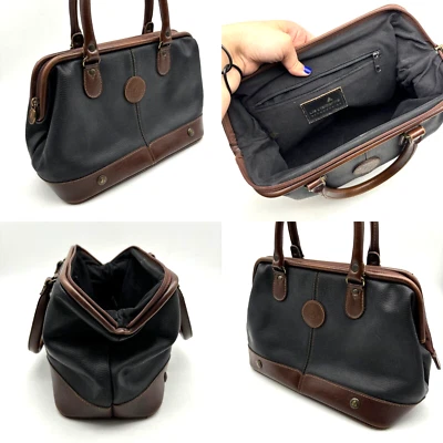 Cartera vintage años 90 Liz Claiborne accesorios marco cuero granulado negro 13x7,5" Foto 1 de 4