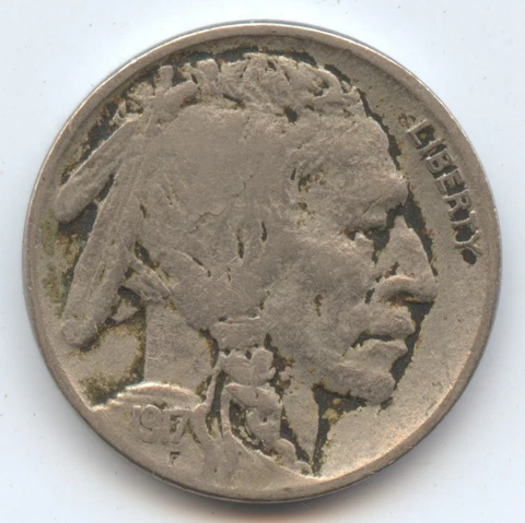 Error 1917 Buffalo Nickel (#6603) Machine Doublng on Date & Liberty Cover