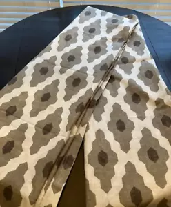 West Elm Bazaar Curtain Panels (2) Flax Geometric Rod Pocket/Hidden Tab 48 x 84 - Picture 1 of 8