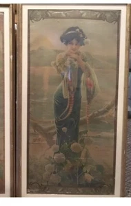 Ferdinand Champenois Gaspar Camps Silk Lithograph Evening Hydrangea Art Nouveau - Picture 1 of 9