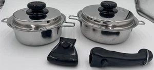 Sartenes quirúrgicas Saladmaster XP-316 de acero inoxidable de 1 qt y 8,6" con tapas y 2 asas - Imagen 1 de 20