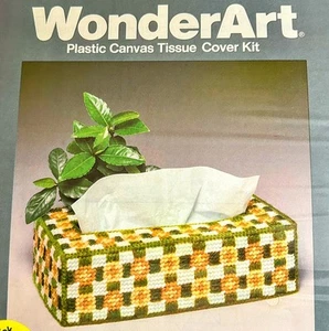 WonderArt Plastic Canvas Tissue Box Cover Kit #6002 “Flower Bed” NOS - Picture 1 of 5
