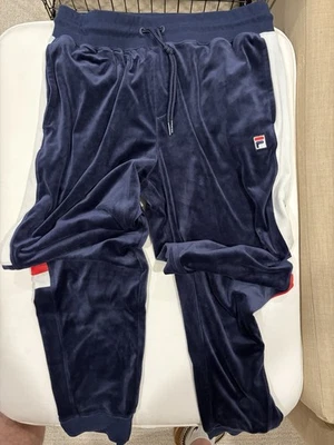 Fila 丝绒运动裤海军蓝男式大号 — 第 1/4 张图片