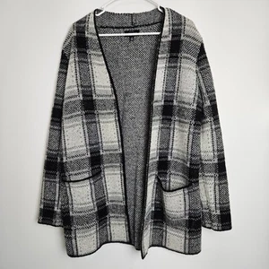 Lucky Brand Womens Cardigan Sweater Size M Plaid Long Sleeve Open Front Pockets - Picture 1 of 11