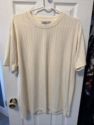Camisa Marquis Unisex Acanalada Crema Manga Corta Top Mezcla Poliéster Grande Foto 1 de 3