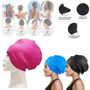 Extra Large Swim Cap for Dreadlocks Protect Ears Long Hair Silicone Diving Hats - Picture 1 of 17