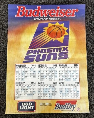 Vintage 1993-94 PHOENIX SUNS Bud Light Schedule POSTER NBA 20.5x15” - Image 1 of 3