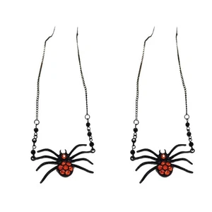 2pcs Punk Vintage Retro Spider Pendant Necklace Gothic Red Stone Biker Goth - Picture 1 of 12