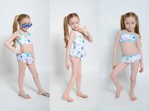 toddler girls little fish swimsuit bikini swimwear beachwear one piece star - Picture 1 of 12