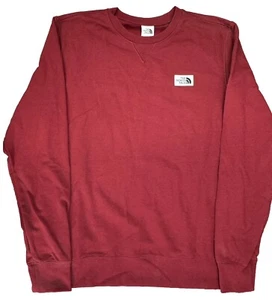 The North Face Crew Neck Men L Long Sleeve Burgandy Logo Pullover Sweatshirt - Picture 1 of 11