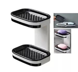 1‑Piece Wall‑Mounted Double Layer Soap Dish – Shower Holder with Drain Tray - Picture 1 of 7