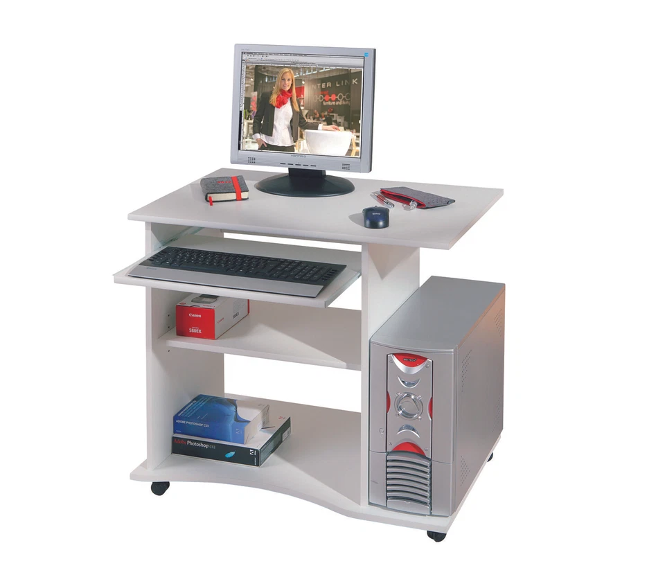 PC-Schreibtisch "Pepe" mit Tastaturauszug weiss (NEU) - Bild 1 von 4