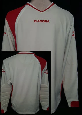 DIADORA DiaDry White Padded Goalie Elbow Long Sleeve Soccer Shirt Jersey Small - Image 1 of 4