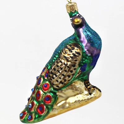 Glass Figure Animal Bird Peacock Christmas Tree Ornament Decoration Figurine - Image 1 of 4