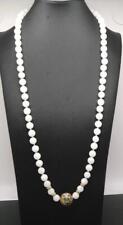 14K Vintage Chinese White Stone Cloisonne Enamel Beaded Sing Strand 32" Necklace