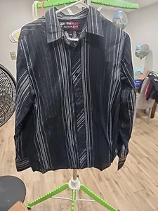 Anchor Blue Black Button Up Long Sleeve Shirt Med - Picture 1 of 4
