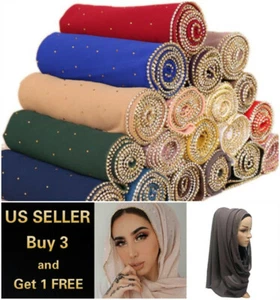 6 x 2.5 FT Crystal Satin Silk Scarf Hijab Muslim Soft Large Head Neck Wrap - Picture 1 of 14