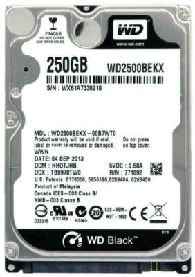 Western Digital Black 250GB WD2500BEKX 7200RPM SATA 2.5" Laptop HDD Hard Drive - Image 1 of 3