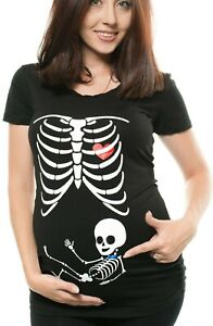 Maternity T-shirt Skeleton Cute Halloween Pregnancy Boy T-shirt Funny Costume