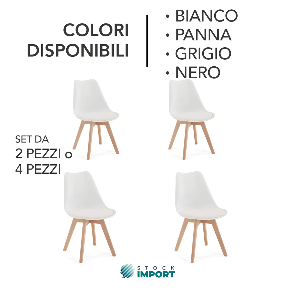 Sedie Paleri con cuscino NORDICA TULIP  poltroncina in Ecopelle Gambe in Legno  - Immagine 1 di 1