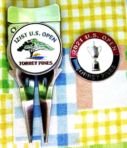  2021 US OPEN @ TOREY PINES CC, DoubleSided, BALL MARKER & (SPECIAL) DIVOT TOOL  - Picture 1 of 3