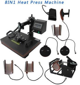 Heat Press Machine, 8 in 1 T Shirt Pressing Machine, Digital Industrial Sublimat - Picture 1 of 4