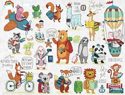 Cross Stitch Kit ~ Design Works Let's Travel Cute Animals Collage #DW3562 - Image 1 of 4