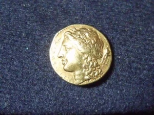 SICILY, SYRACUSE AGATHOCLES, 317-289 BC EL 100 OR 50-LITAL 18K GOLD FANTASY 6.7G - Picture 1 of 9