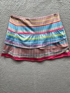 Lucky in Love Skort Skirt Size XS Candy Stripe Rainbow Scallop Pickleball Tennis