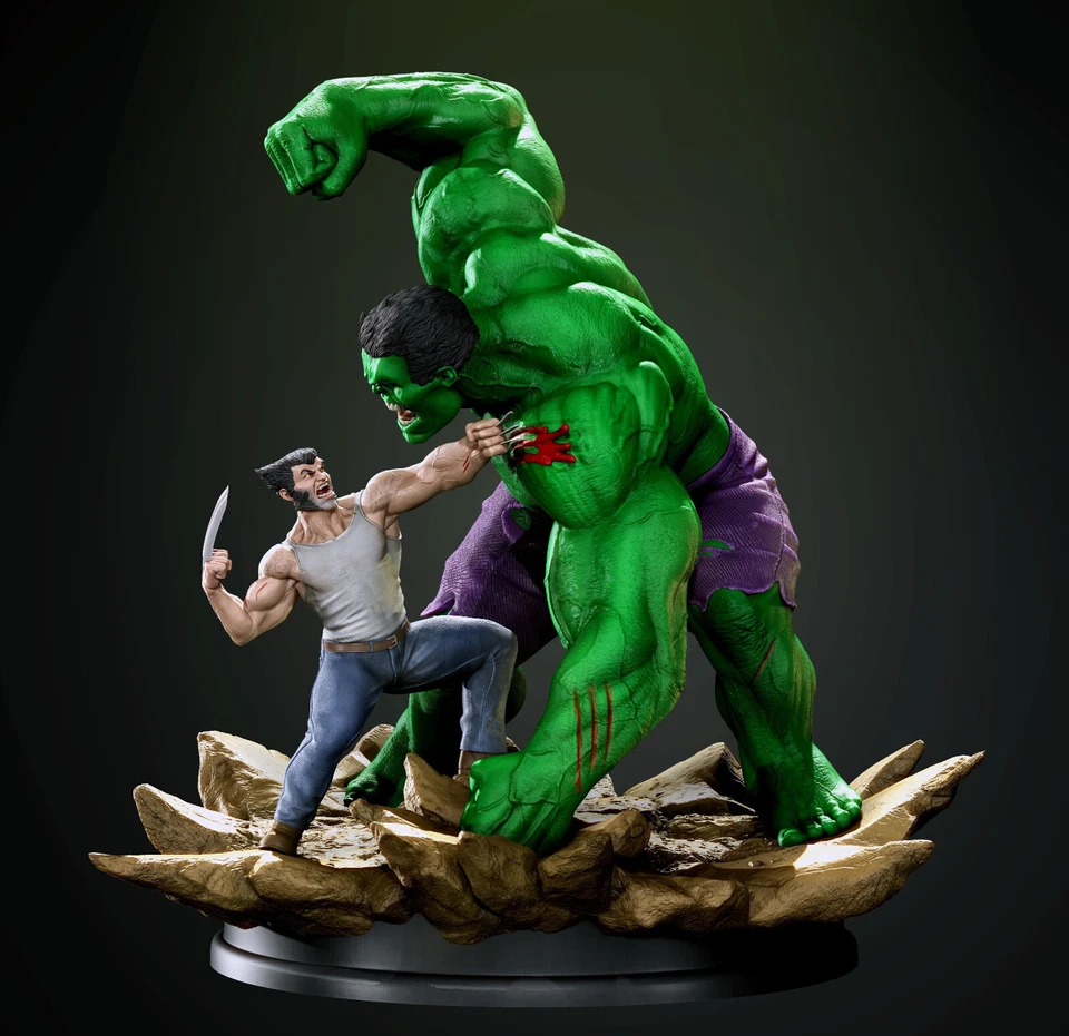 Hulk Vs Wolverine  Resin Sculpture Statue Model Kit Unpainted/Unassembled - Image 1 of 1