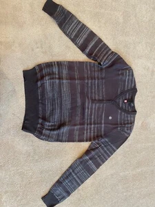 Element Men’s L Henley Cardigan Sweater Gray Stripe pullover - Picture 1 of 6