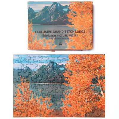 Vintage Tuco Thick Wood-Like Jigsaw Puzzle "Autumn in the Tetons" Teton Park, WY - Image 1 of 4