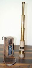 TELESCOPE Brass Nautical Telescope Spyglass Vintage With Leather Grip And Box