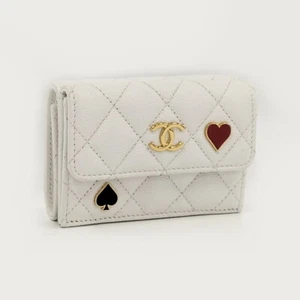 CHANEL Small Flap Wallet Tri Fold Wallet Cruise Collection Leather White AP3081 - Picture 1 of 10
